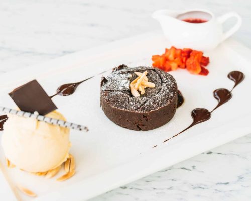 sweet-dessert-with-chocolate-lava-cake-ice-cream